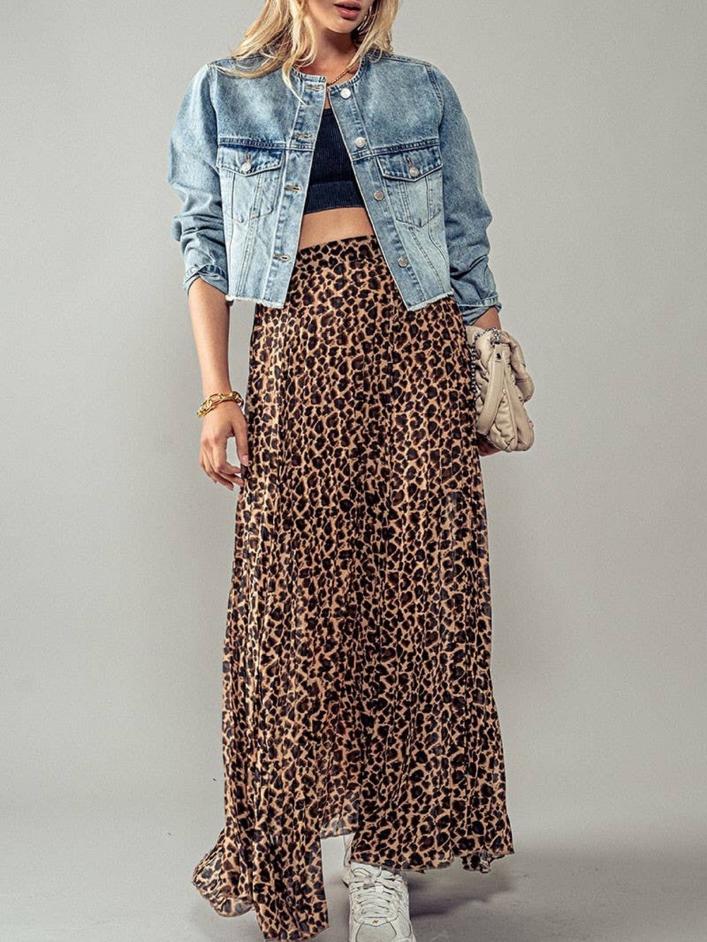 Urban Daizy Leopard Print Maxi Skirt - Brown Animal Pattern